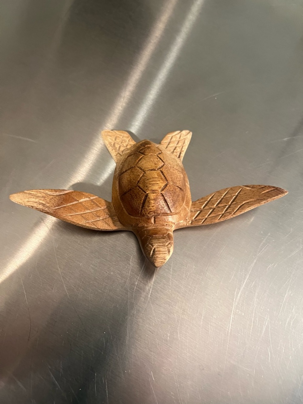 Hand Carved Wooden Sea Turtle Figure